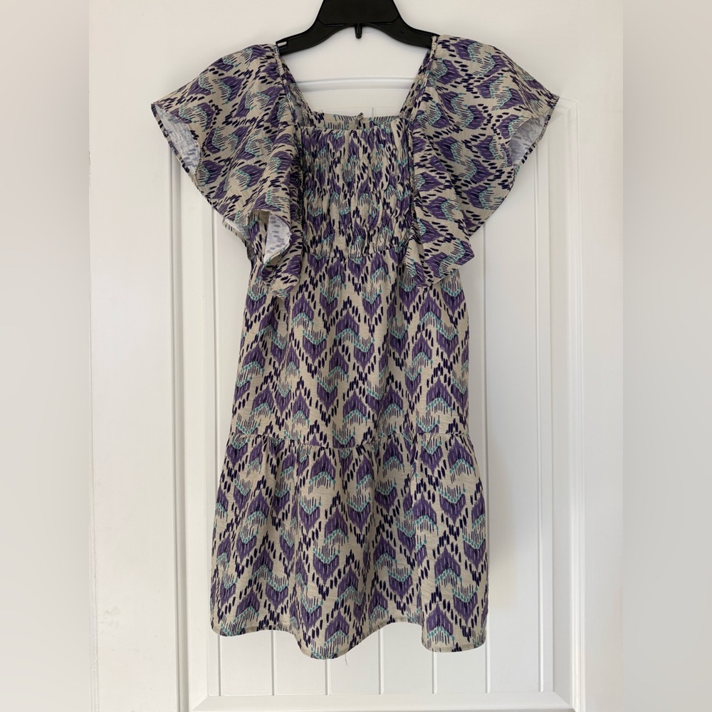 Purple and cream Patterned Kids Dress
